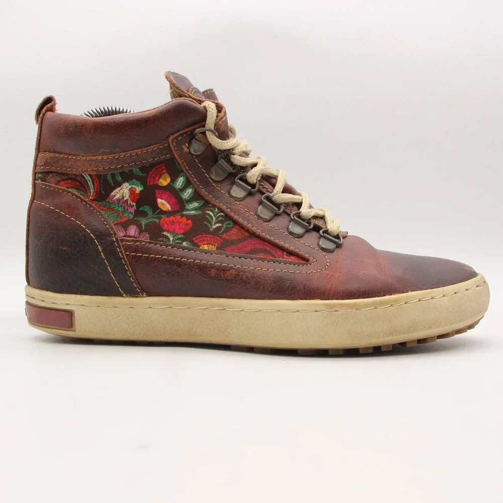 Inkkas Camping Boots Rooster Women's Size 8 Brown Floral Leather Lace Up